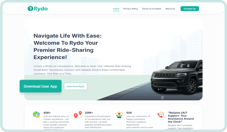 Rydo Business Website Features