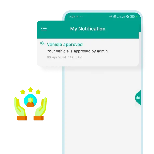 Rydo Driver App Vehicle Registration App Notified After Admin Approval Features
