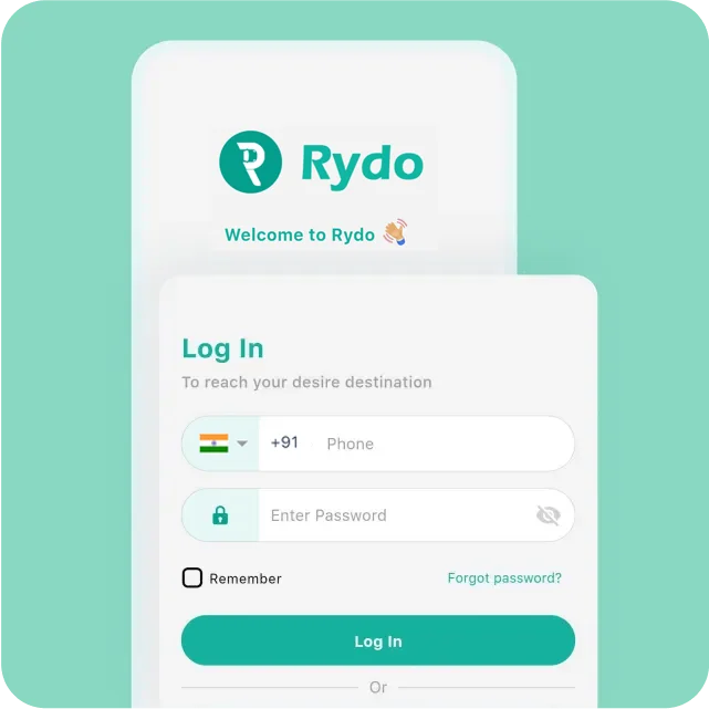Rydo User App Account Creation Login Features