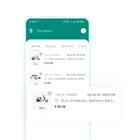Rydo User App User Profile My Trips Features