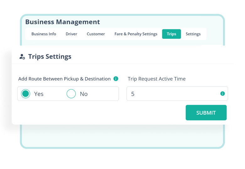 Rydo Admin Panel Trip Rule Settings